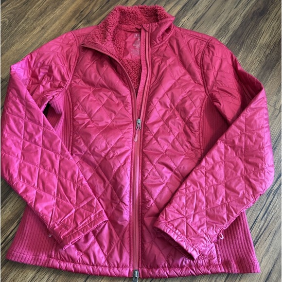 LL Bean Jacket Women's Medium Pink Fleece Lined Full Zip Quilted 295898 Puffer - Picture 1 of 6